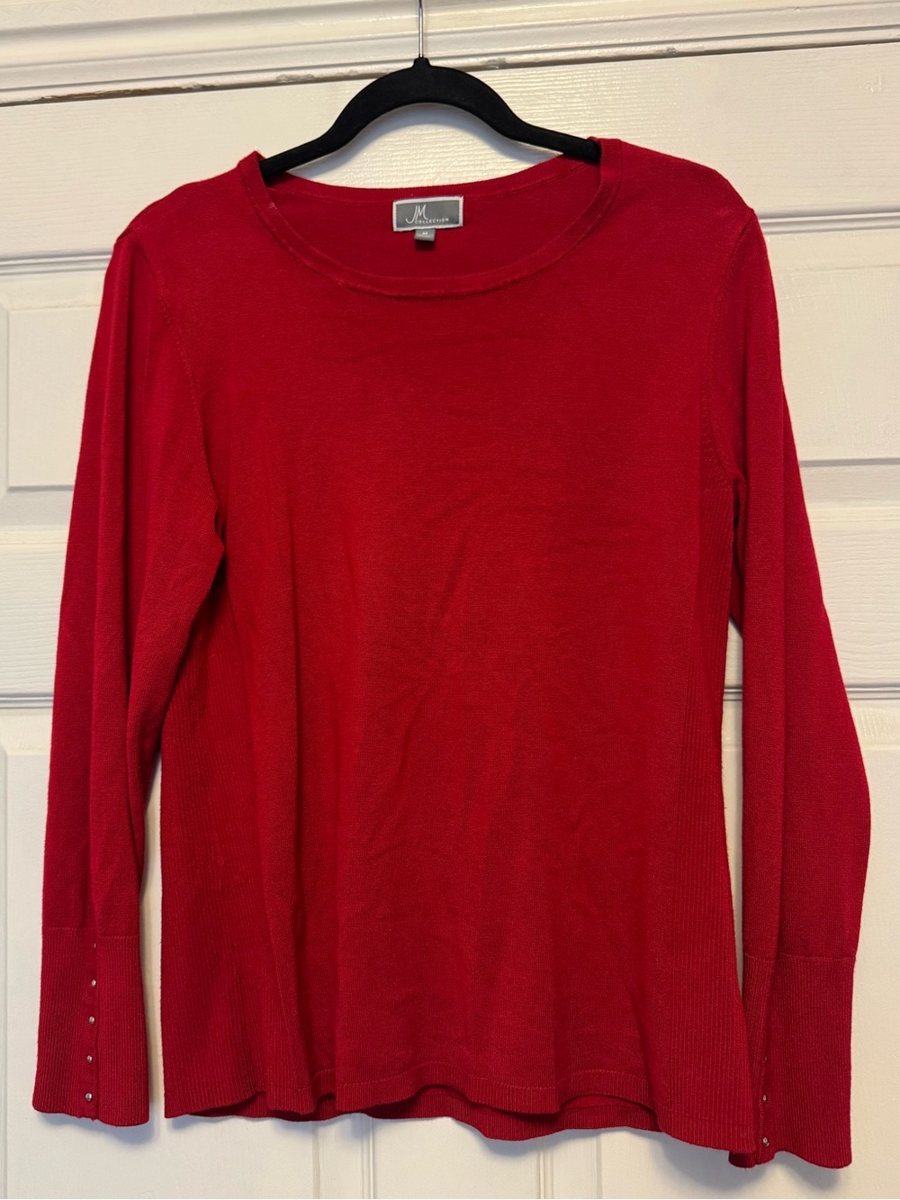 Bright Red Long-Sleeve Crewneck Top